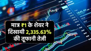 मात्र ₹1 के शेयर ने दिखायी तूफानी तेजी 2,335.63% चढ़ गया शेयर भाव! निवेशक हुए मालामाल