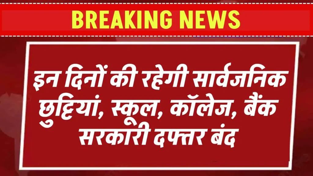 Public Holiday December 2024: इन दिनों की रहेगी सार्वजनिक छुट्टियां, स्कूल, कॉलेज, बैंक सरकारी दफ्तर बंद