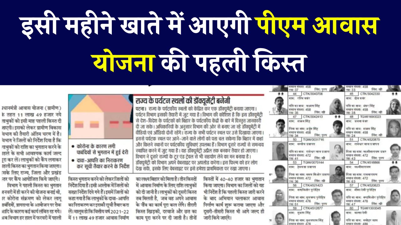 PM Awas Yojana 1st Installment: पीएम आवास योजना की पहली क़िस्त आएगी इसी महीने खाते में