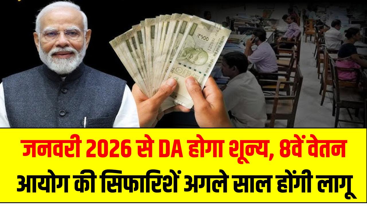 8th Pay Commission: जनवरी 2026 से DA होगा शून्य, 8वें वेतन आयोग की सिफारिशें अगले साल होंगी लागू