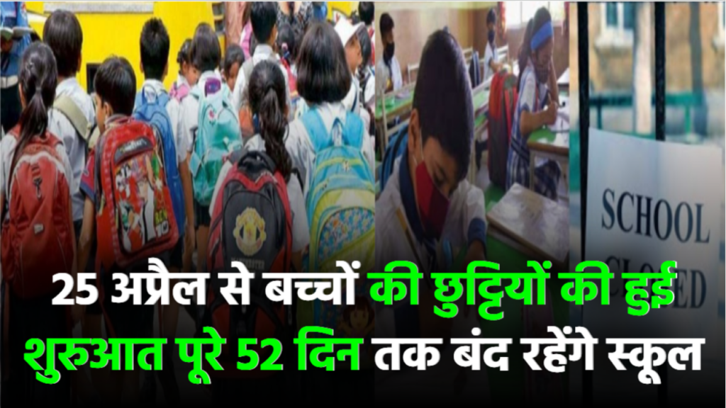 25 अप्रैल से बच्चों की छुट्टियों की हुई शुरुआत – पूरे 52 दिन तक बंद रहेंगे स्कूल